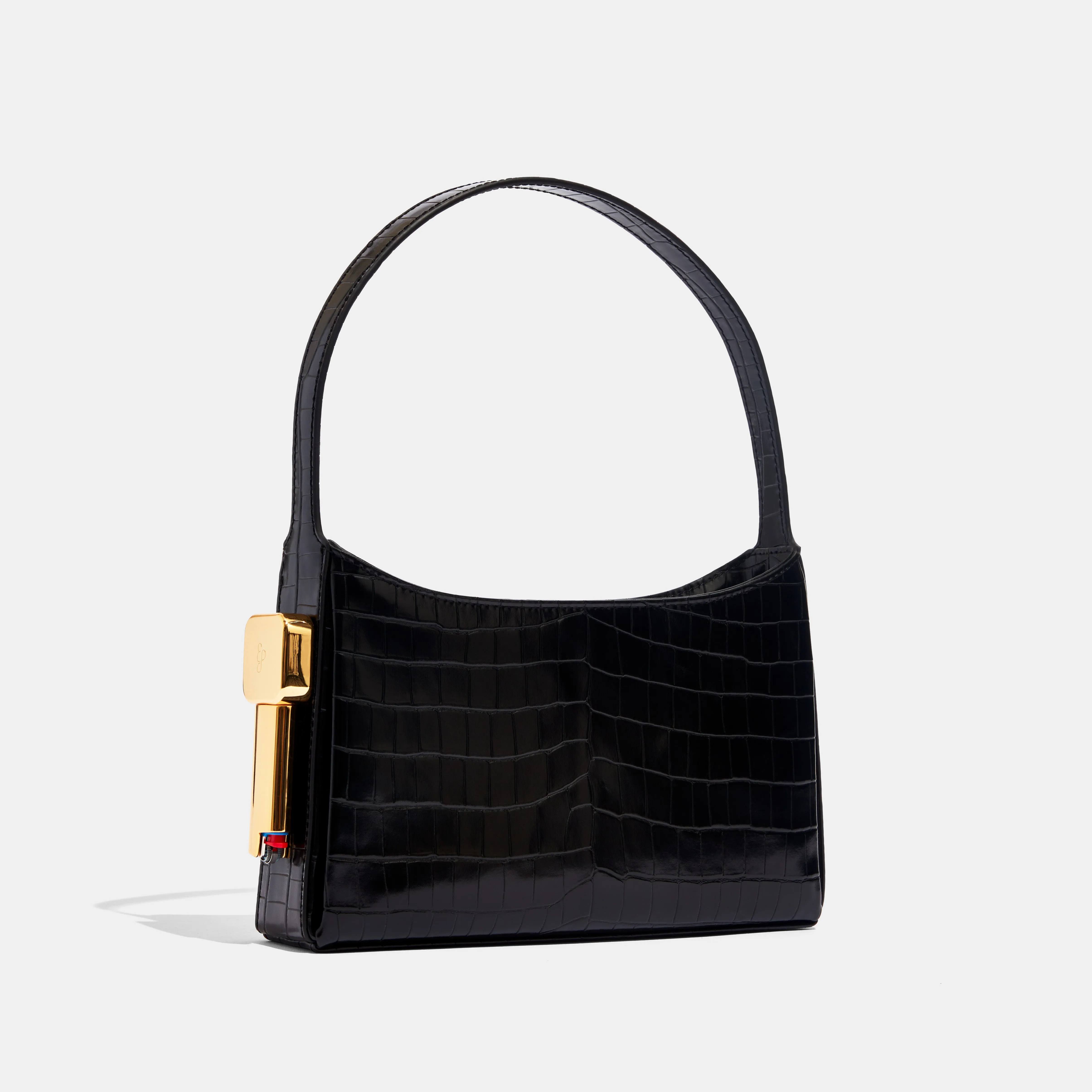 Burn Shoulder Bag in Black Croc