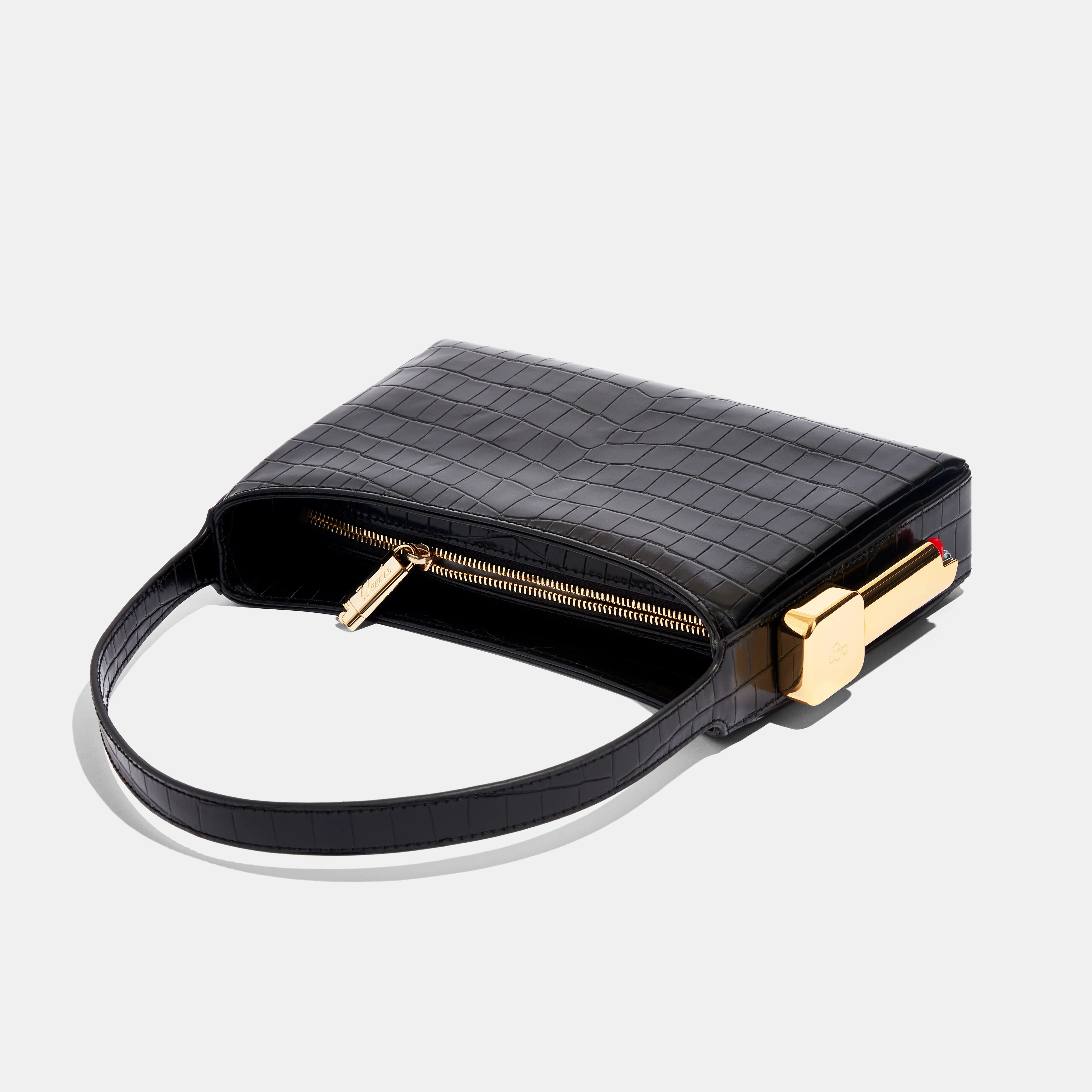 Burn Shoulder Bag in Black Croc