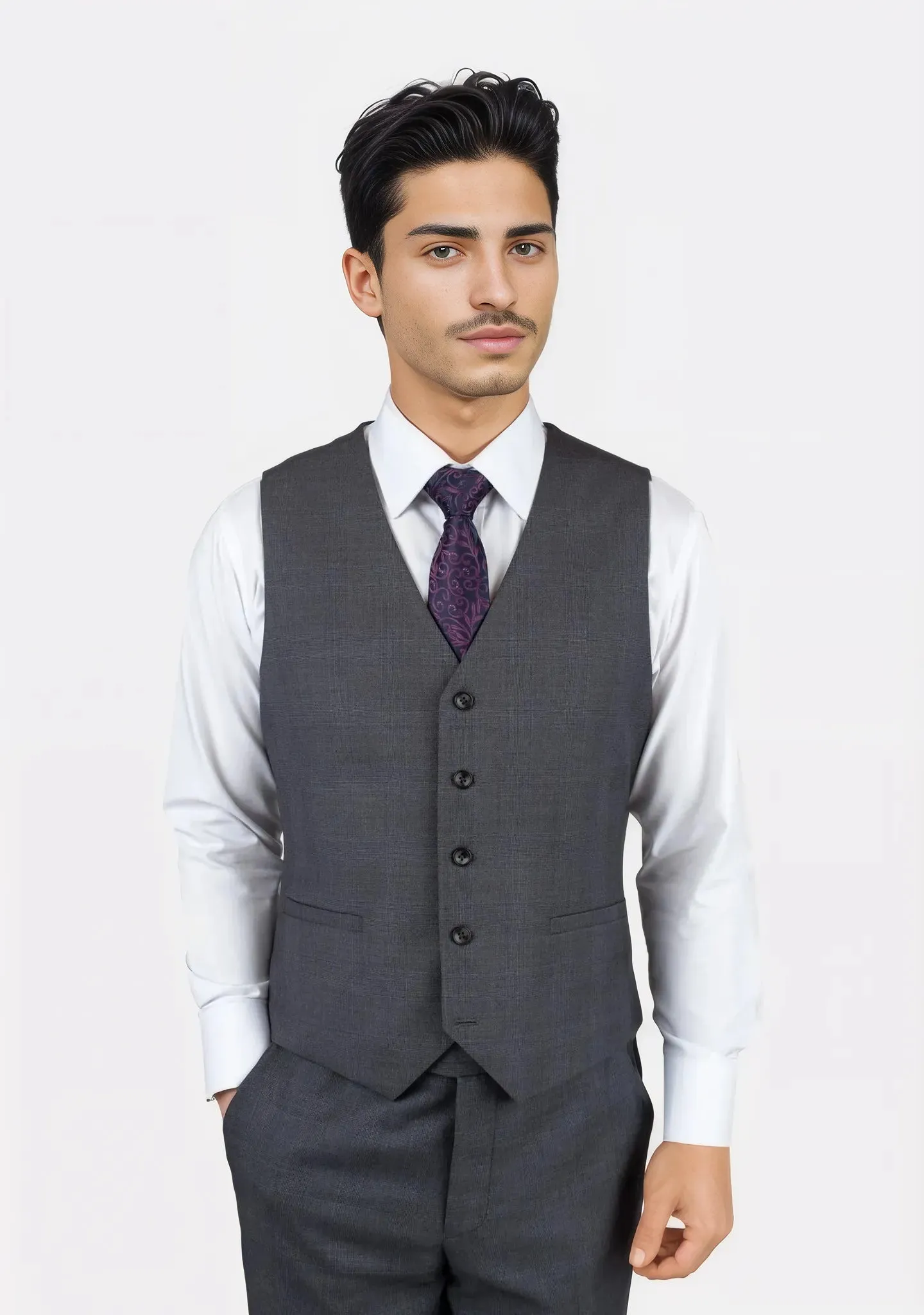 Charcoal Prince of Wales Vest