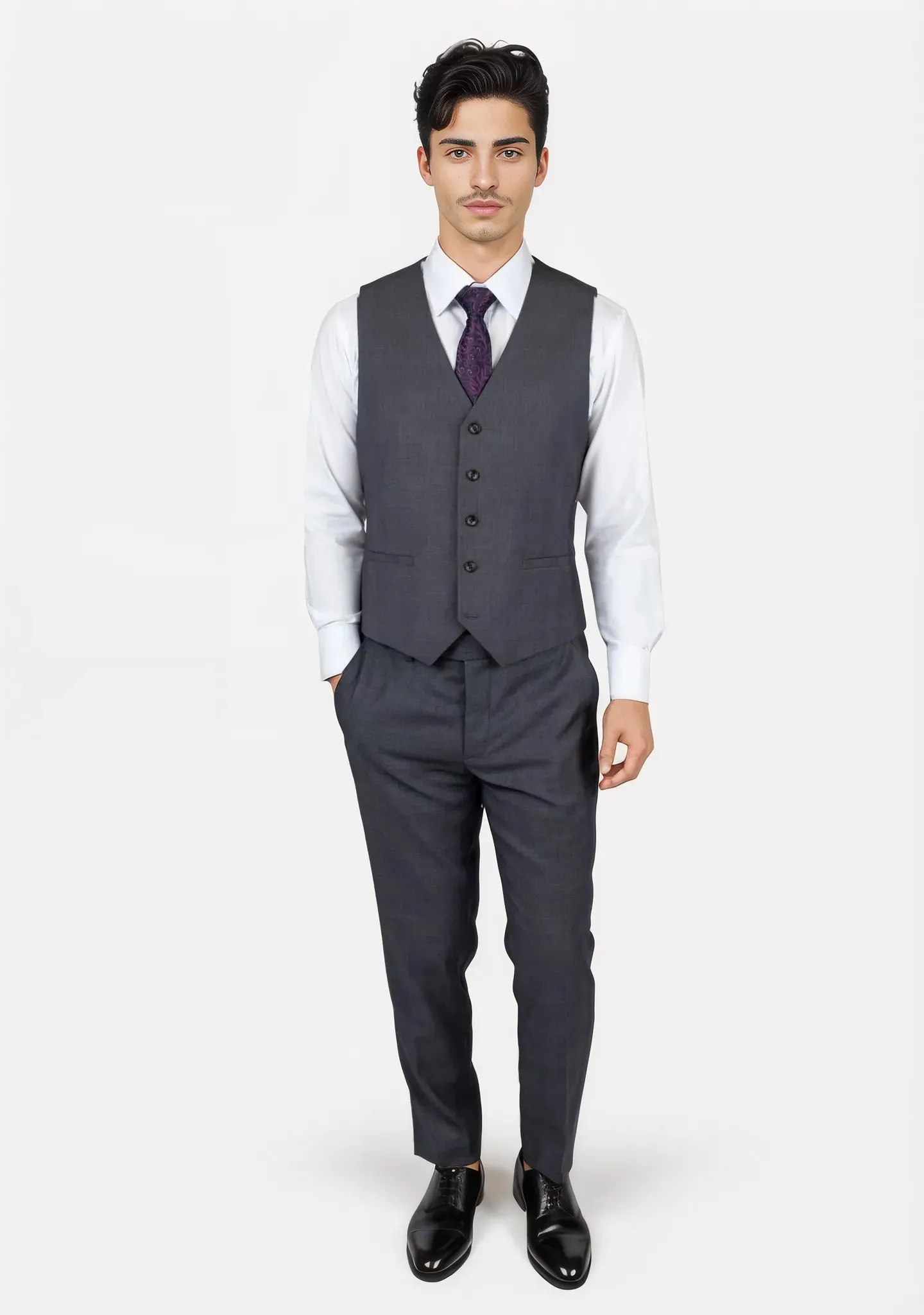 Charcoal Prince of Wales Vest