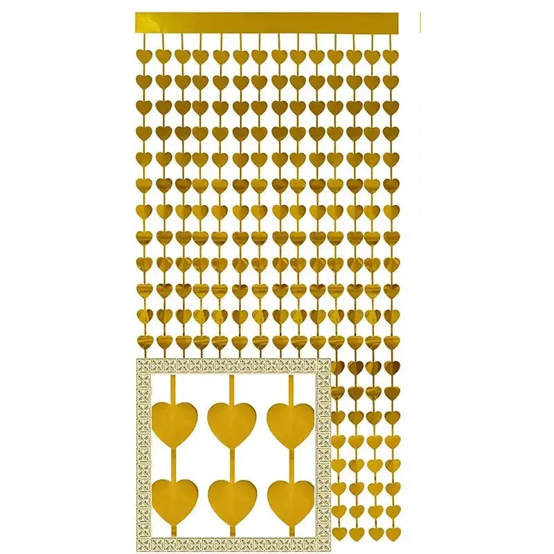 Gold Heart Foil Backdrop Curtain