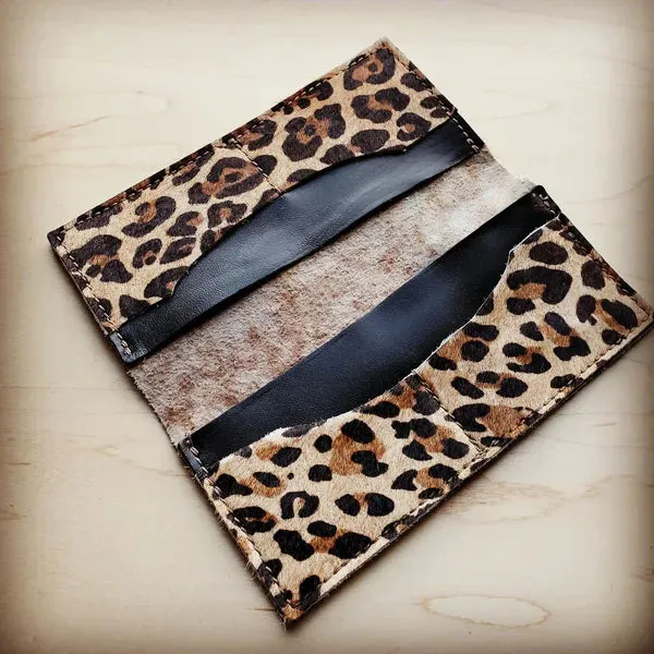 Hair on Hide Leather Wallet in Leopard