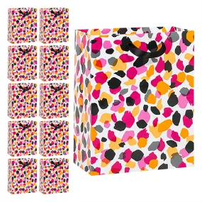 Jungle Spots Animal Print Paper Gift Bags and Party Favor Bags, Medium 8x4x10" (10 Pack)