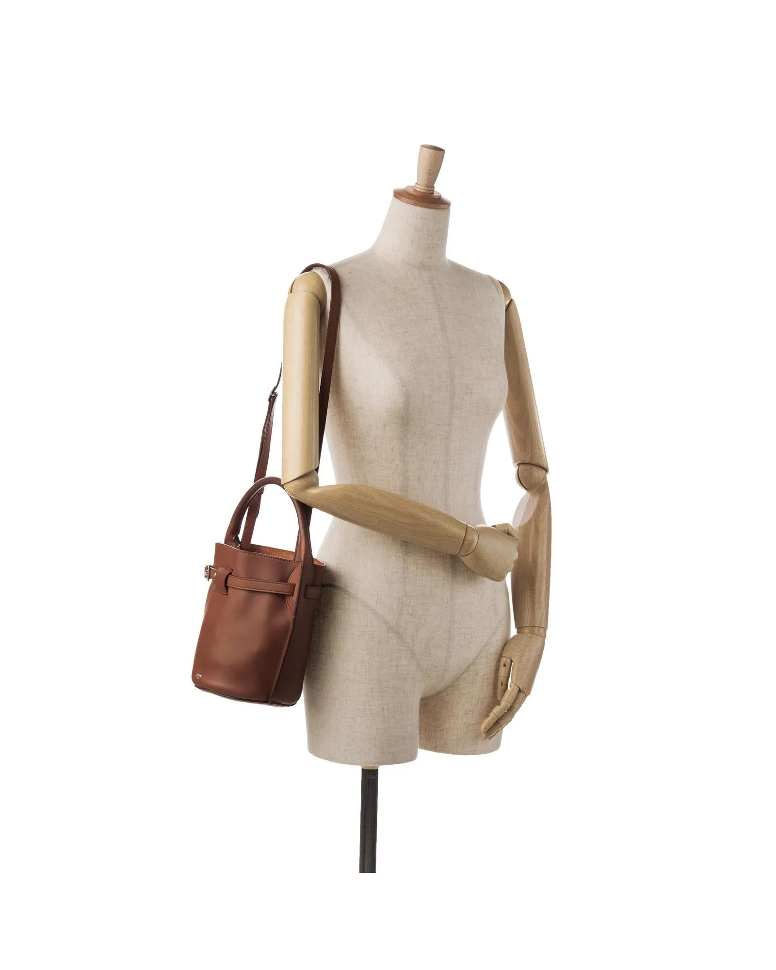 Leather Bucket Bag with Detachable Strap and Open Top