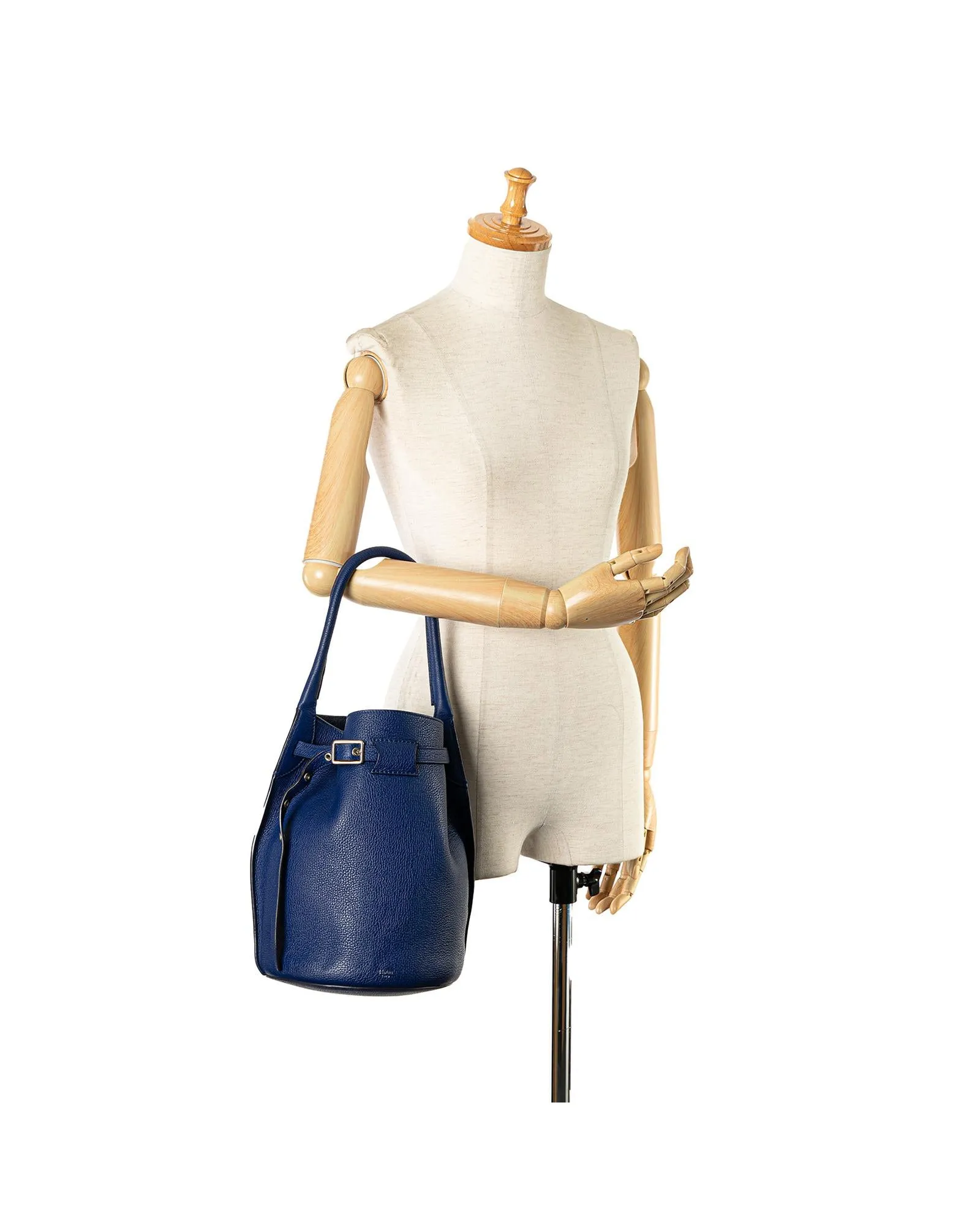 Leather Bucket Bag with Rolled Handle