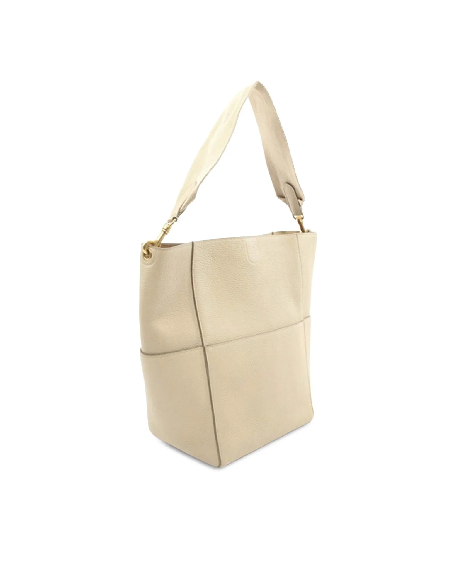 Leather Shoulder Bag with Hook Closure and Slip Pockets