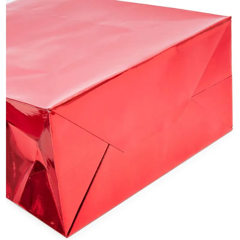 Red Metallic Medium Gift Bags with Handles for Weddings, Birthdays (9.25 x 8 x 4.25 in, 24 Pack)