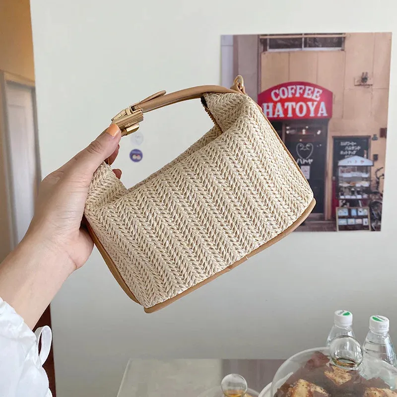 Straw Crossbody Bag For Women 2022 New Bohemian Small Knitting Summer Purse And Handbag Vacational Bucket Beach Bags