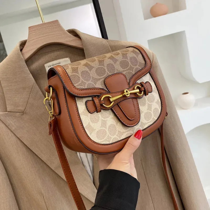 Women Bag 2023 Hot New Fashion Retro Crossbody Bag Luxury Women's Bag Saddle Bag Wide Shoulder Strap Single Shoulder Bag Totes