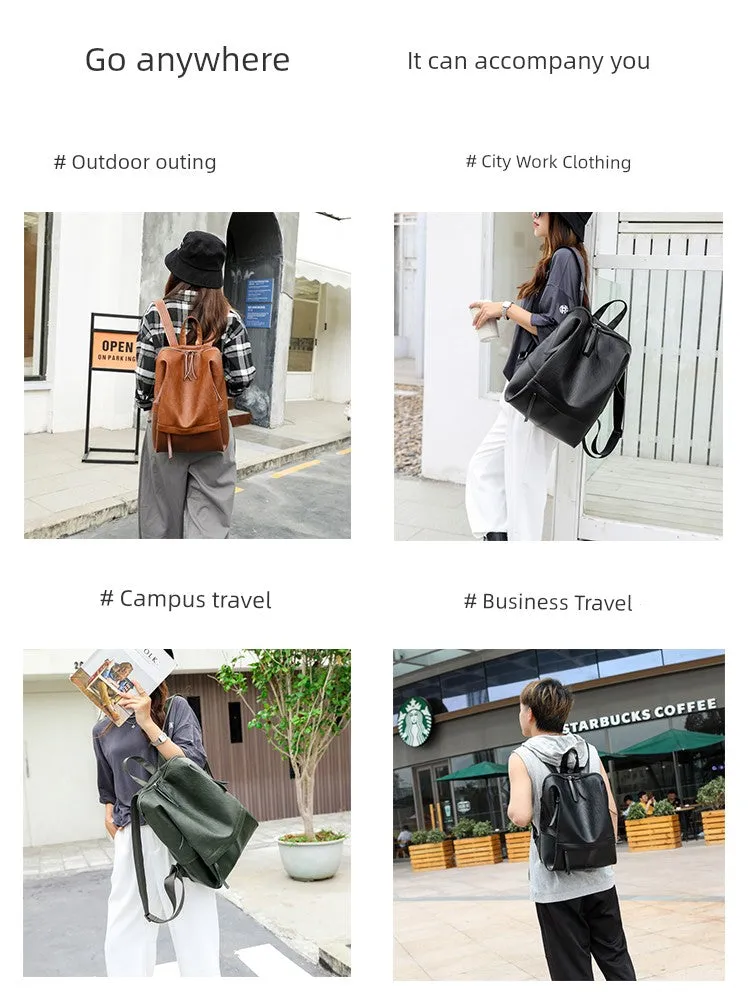 Women's High-End Casual Leather Backpack